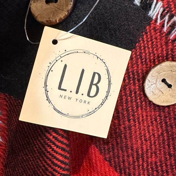 Buffalo Plaid Soft Acrylic Button Closure Poncho Reversible Glenn Plaid OS - Picture 5 of 8